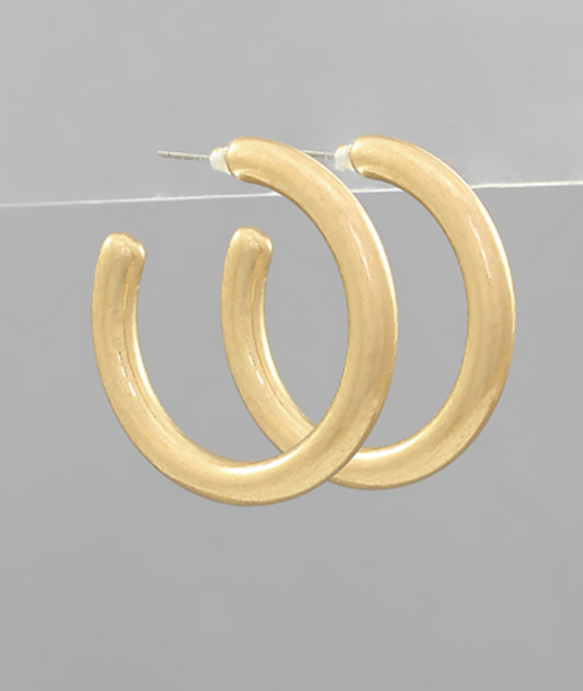 Chic Worn Gold Light-Weight Hoops - Small