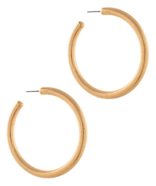 Chic Worn Gold Light-Weight Hoops - Large