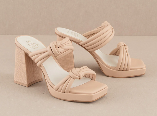 The Faith Nude | Knotted Band Platform Heel