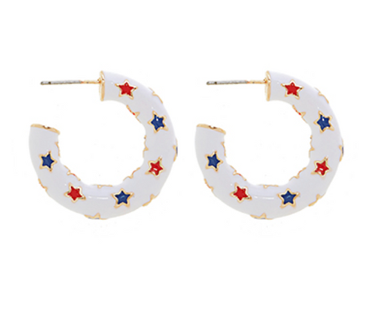 Stars Studded Mini Hoops - White