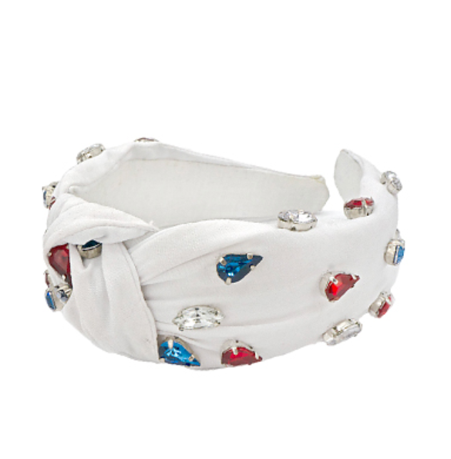 Red, White & Blue Studded Headband - White