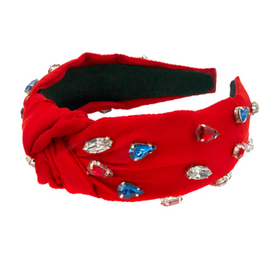 Red, White & Blue Studded Headband - Red