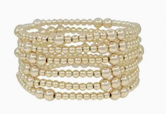 3pc Gold Beaded Bracelet Stack