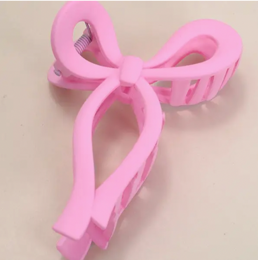 Matte Bow Hair Claw Clips - Pink