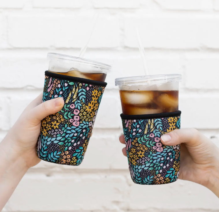 Black Floral Drink/Coffee Sleeve