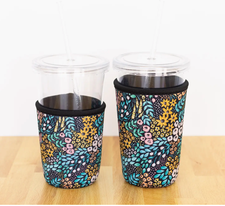 Black Floral Drink/Coffee Sleeve