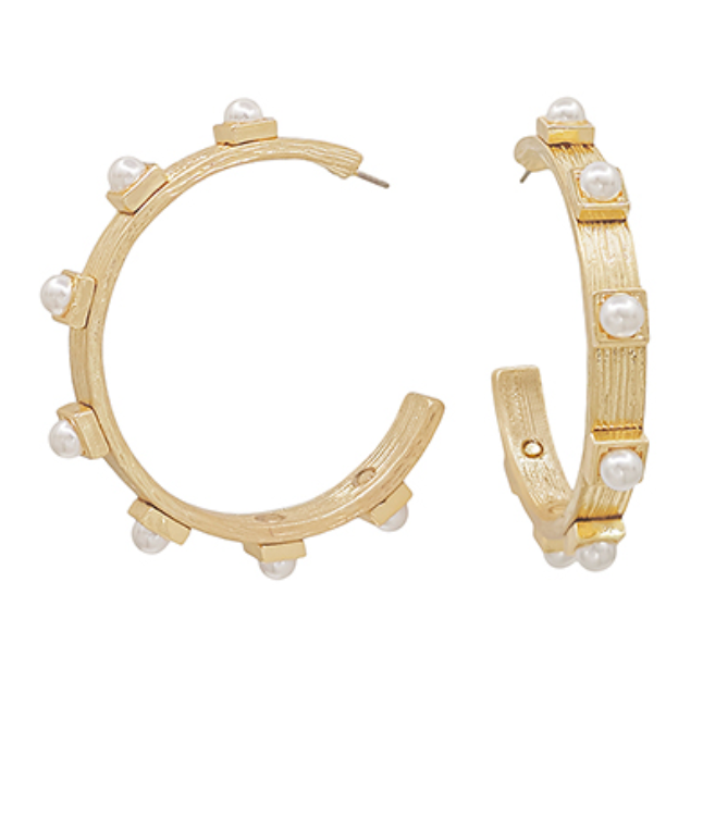 45mm Pearl Station Textured Open Hoops