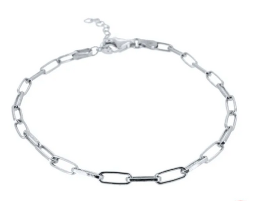 925 Sterling Silver Paper Clip Chain Bracelet