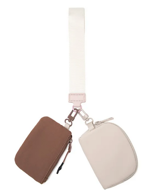 Kenzie Card Holder Key Chain Wristlet - Brown