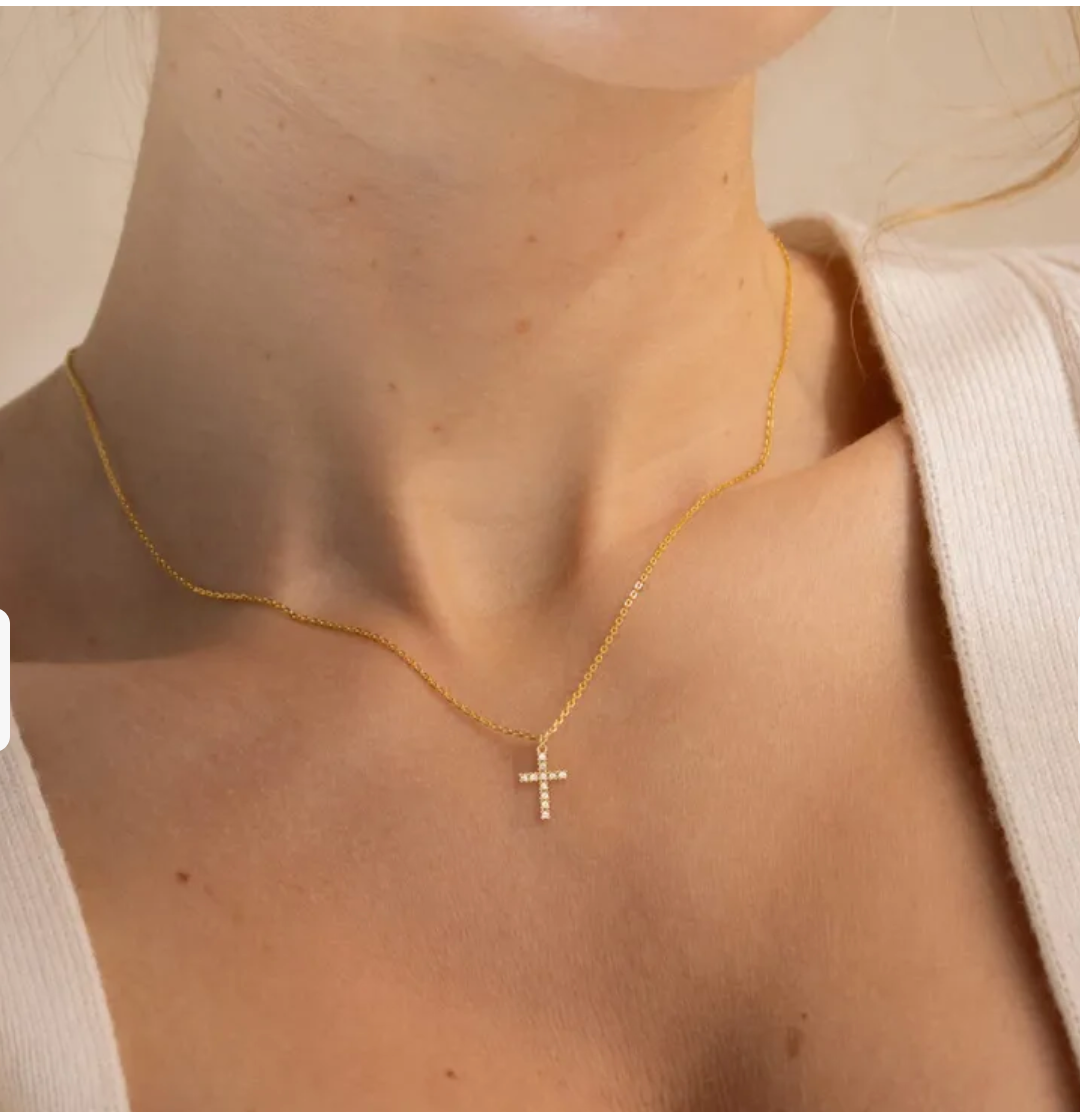 Gold Plated Dainty Cross Necklace