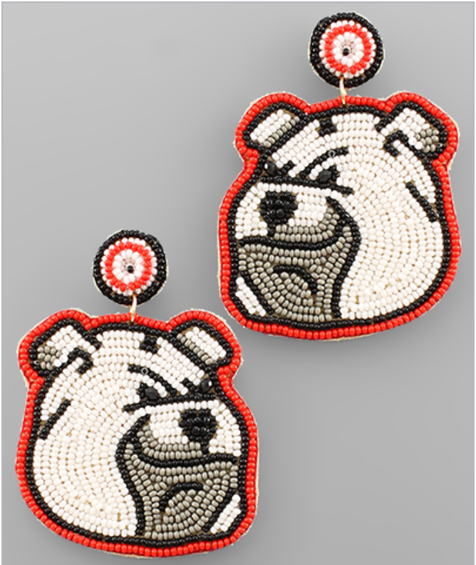 Bulldog Beaded Earrings