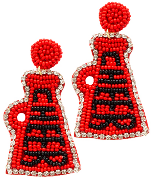 Cheer Red/Black Beaded Earrings