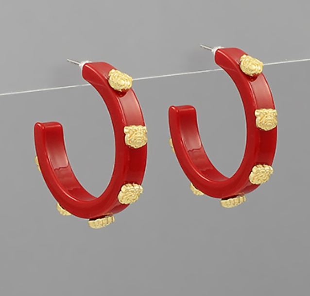 Bulldog Studded Epoxy Hoops - Red