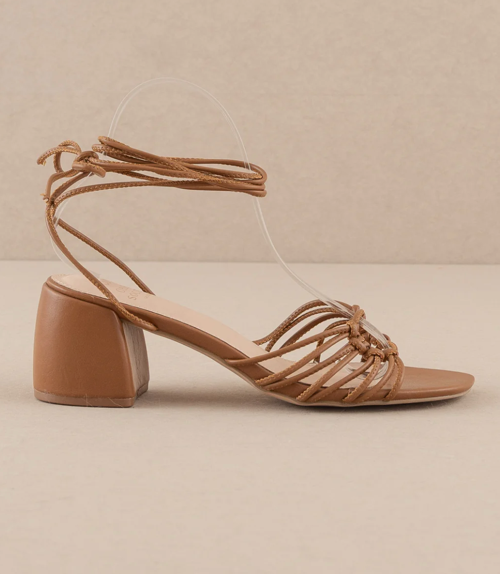 The Celia Brown | Knotted Lace Up Heel