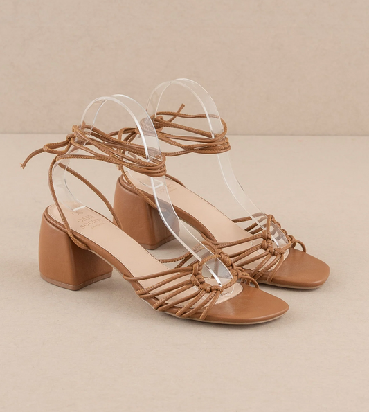 The Celia Brown | Knotted Lace Up Heel