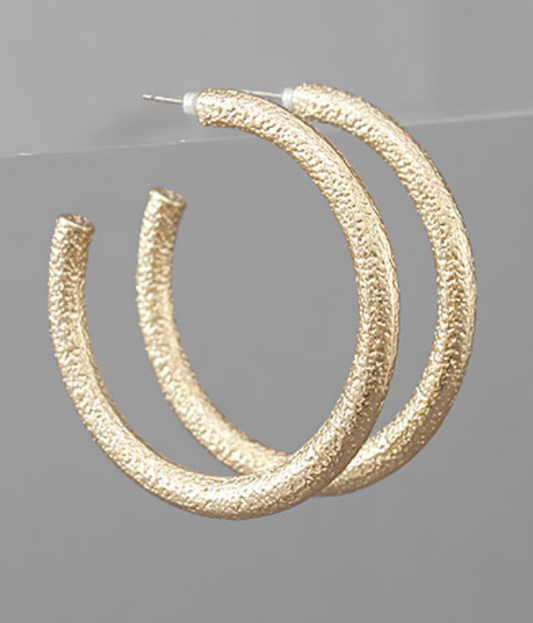 50mm Gold Textured Hoops