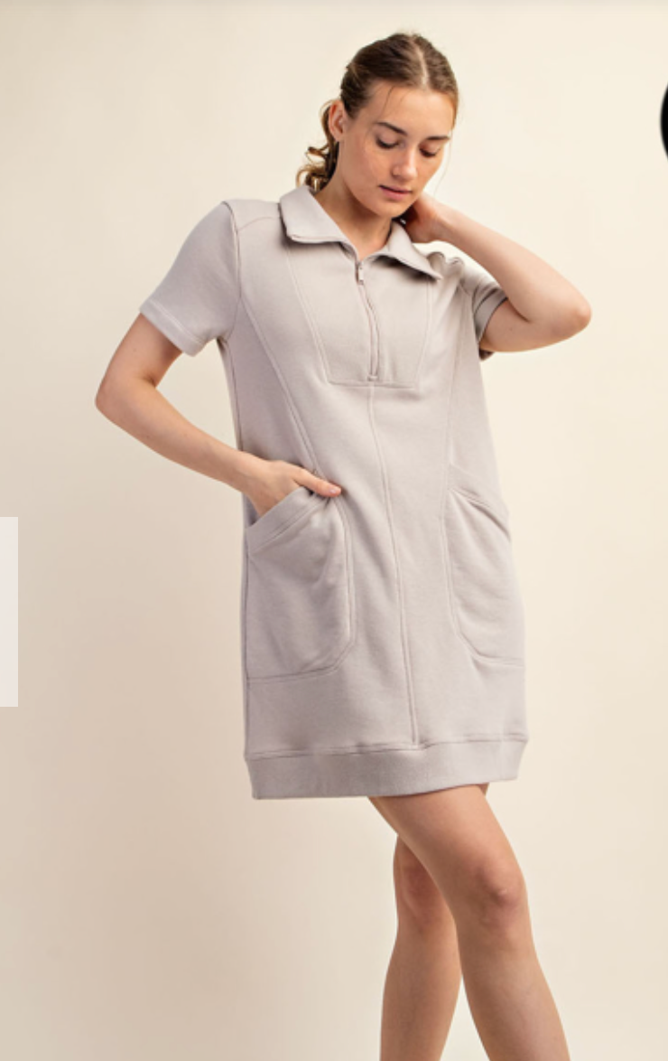 CURVY French Terry Quarter Zip Dress