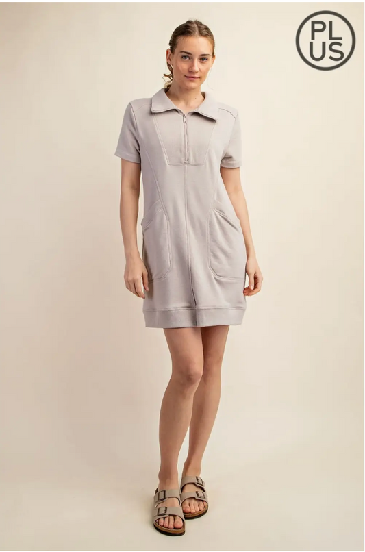 CURVY French Terry Quarter Zip Dress