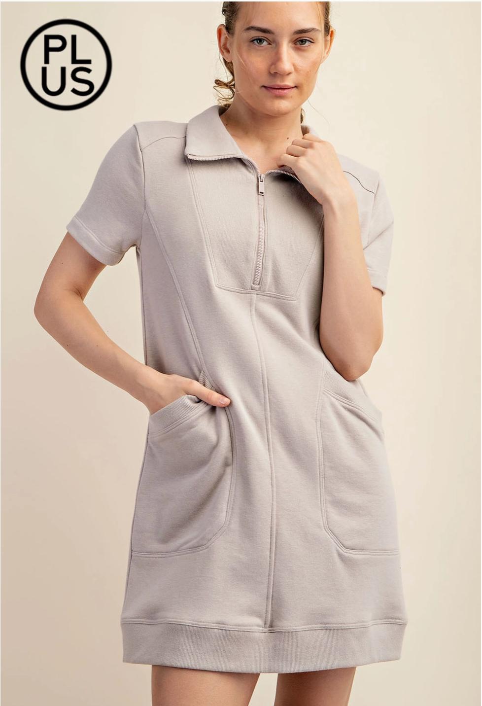 CURVY French Terry Quarter Zip Dress