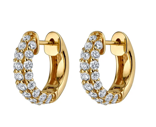 18k Gold Plated Diamond Circle Huggie Hoops