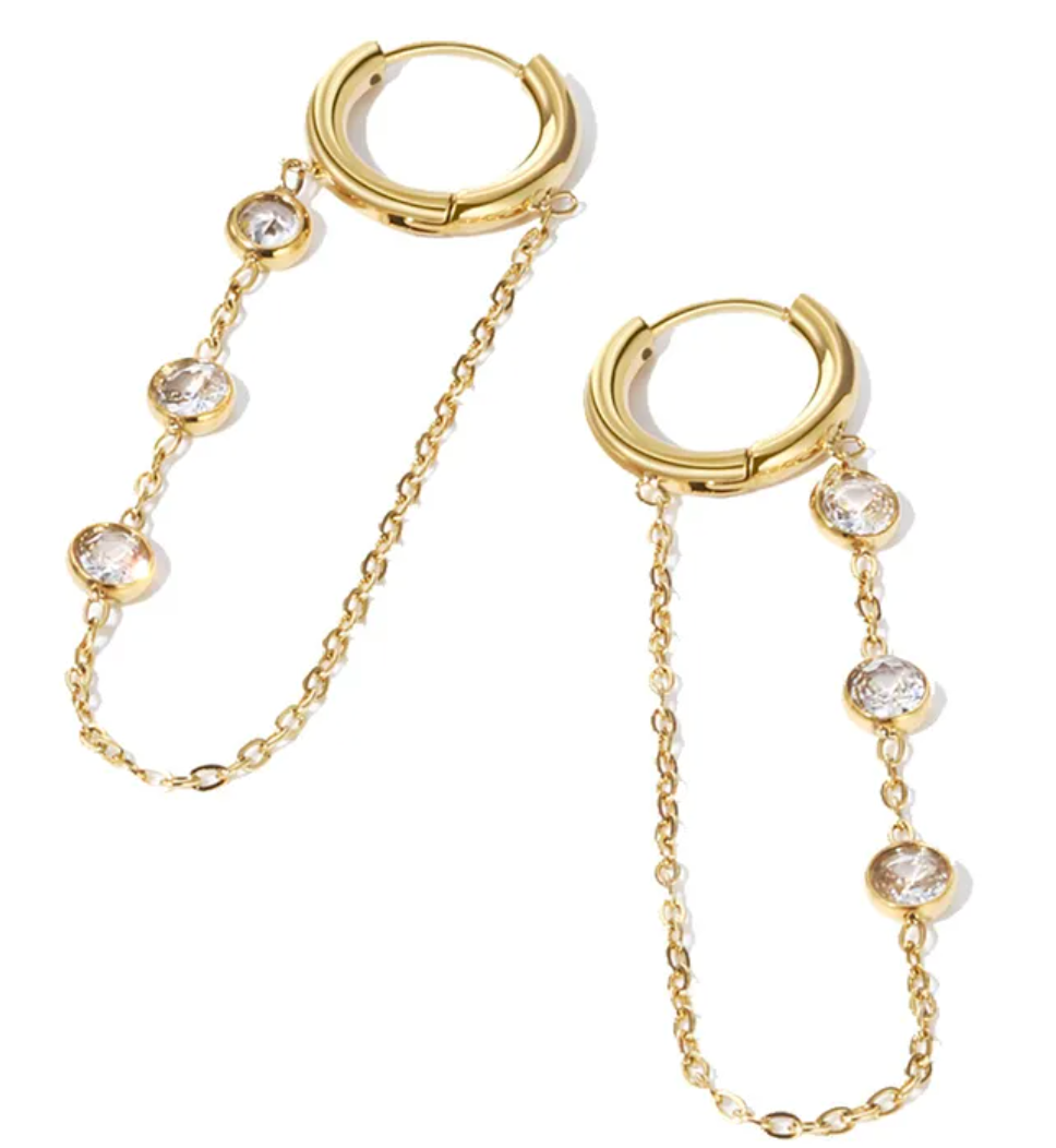 Aspen 18k Gold Plated Dangle Diamond Earrings