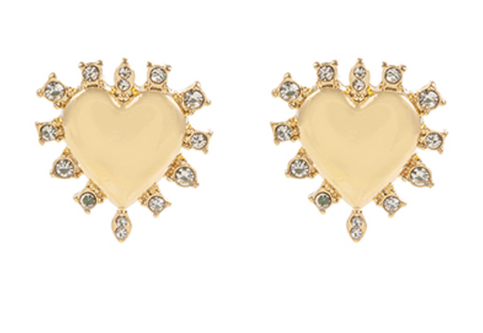 Dotted Stone & Heart Metal Earrings