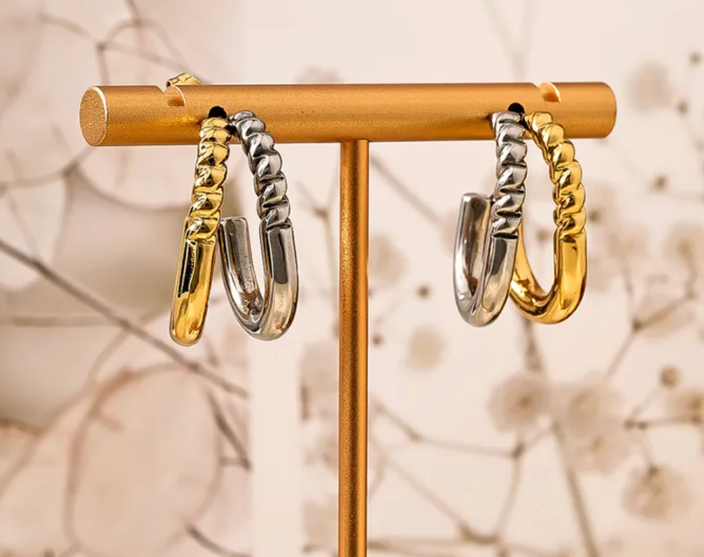 Paige Two-Tone Half Twist Earrings