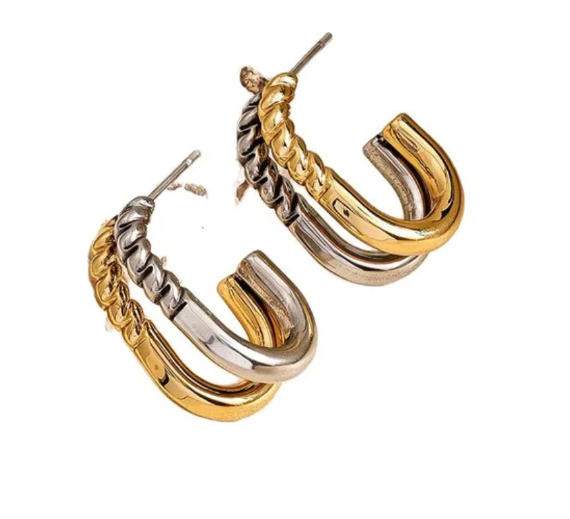 Paige Two-Tone Half Twist Earrings