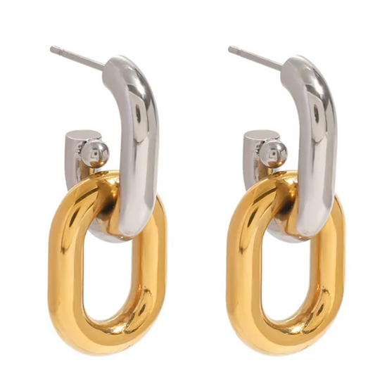 Two Tone Drop Earrings