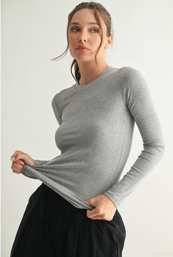 Essential Micro-Ribbed Athleisure Long Sleeve Top