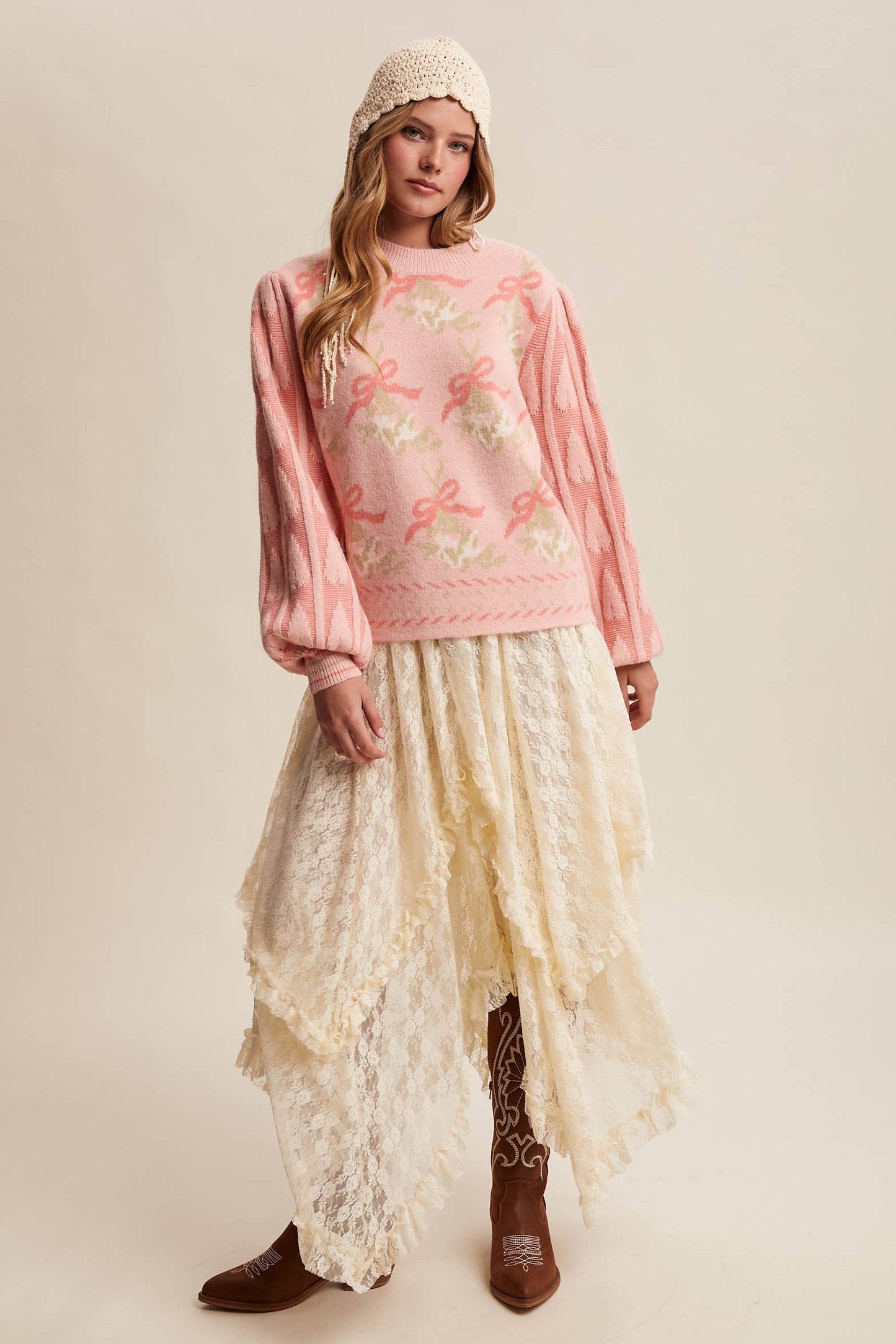 Ribbon Christmas Tree Sleeve Sweater