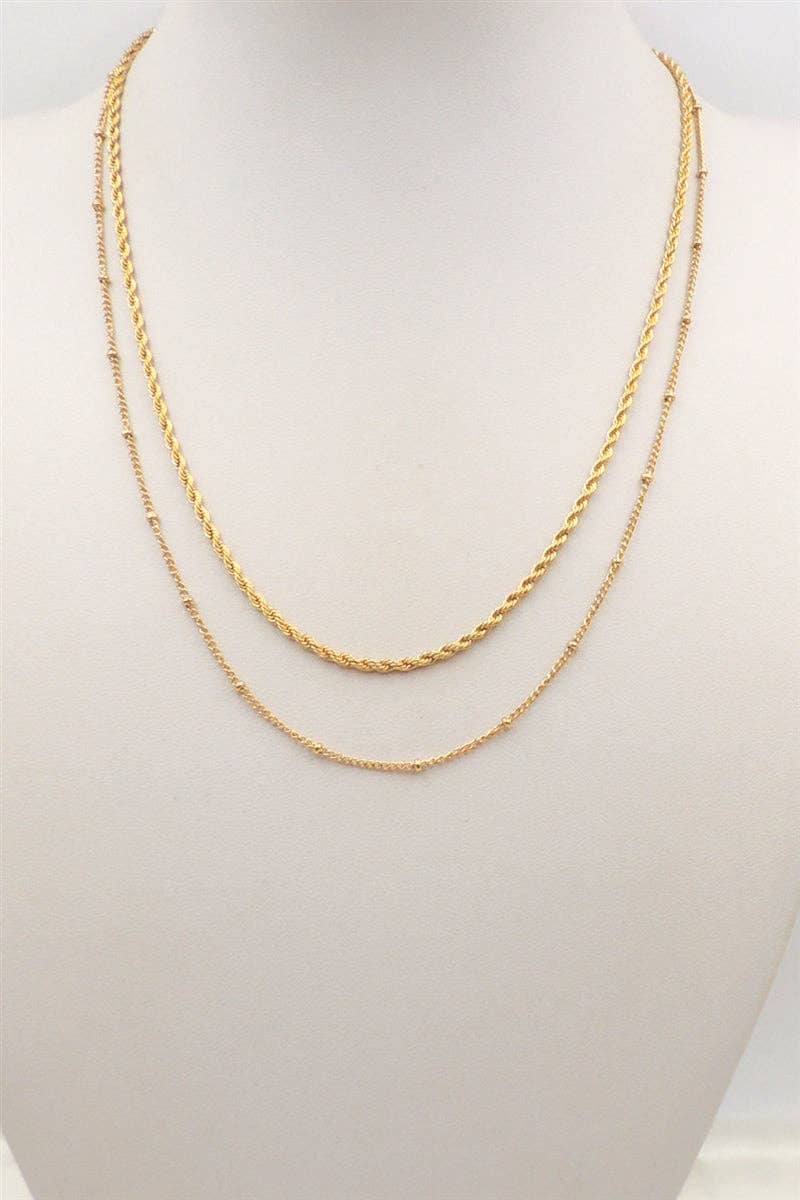 Stainless Steel Two Layered Rope Necklace