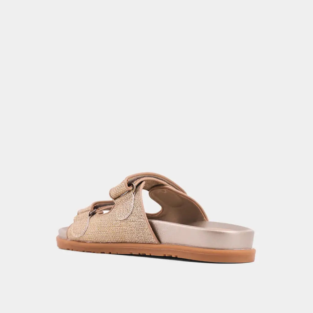 Blair Gold Double Strap Sandals