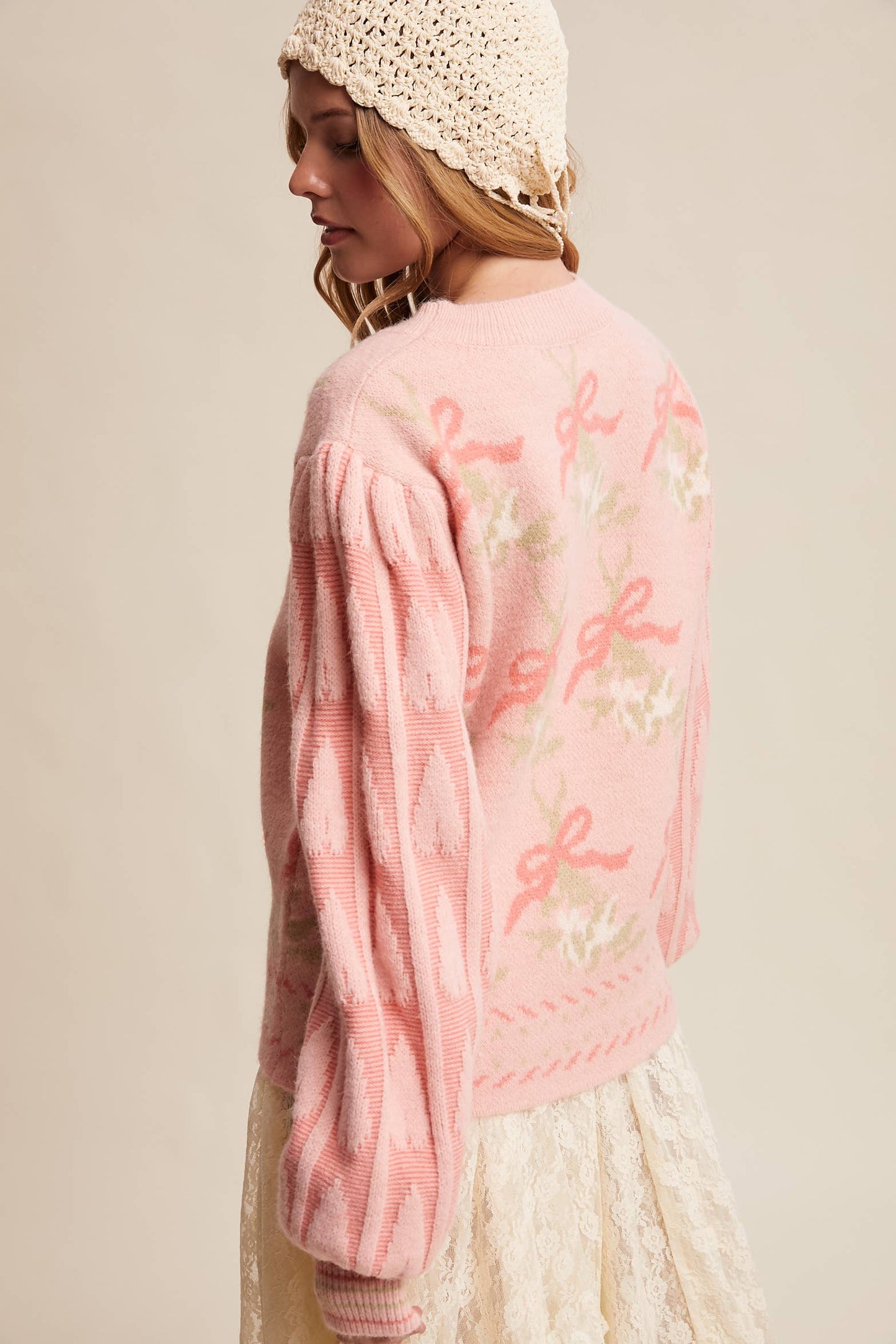 Ribbon Christmas Tree Sleeve Sweater