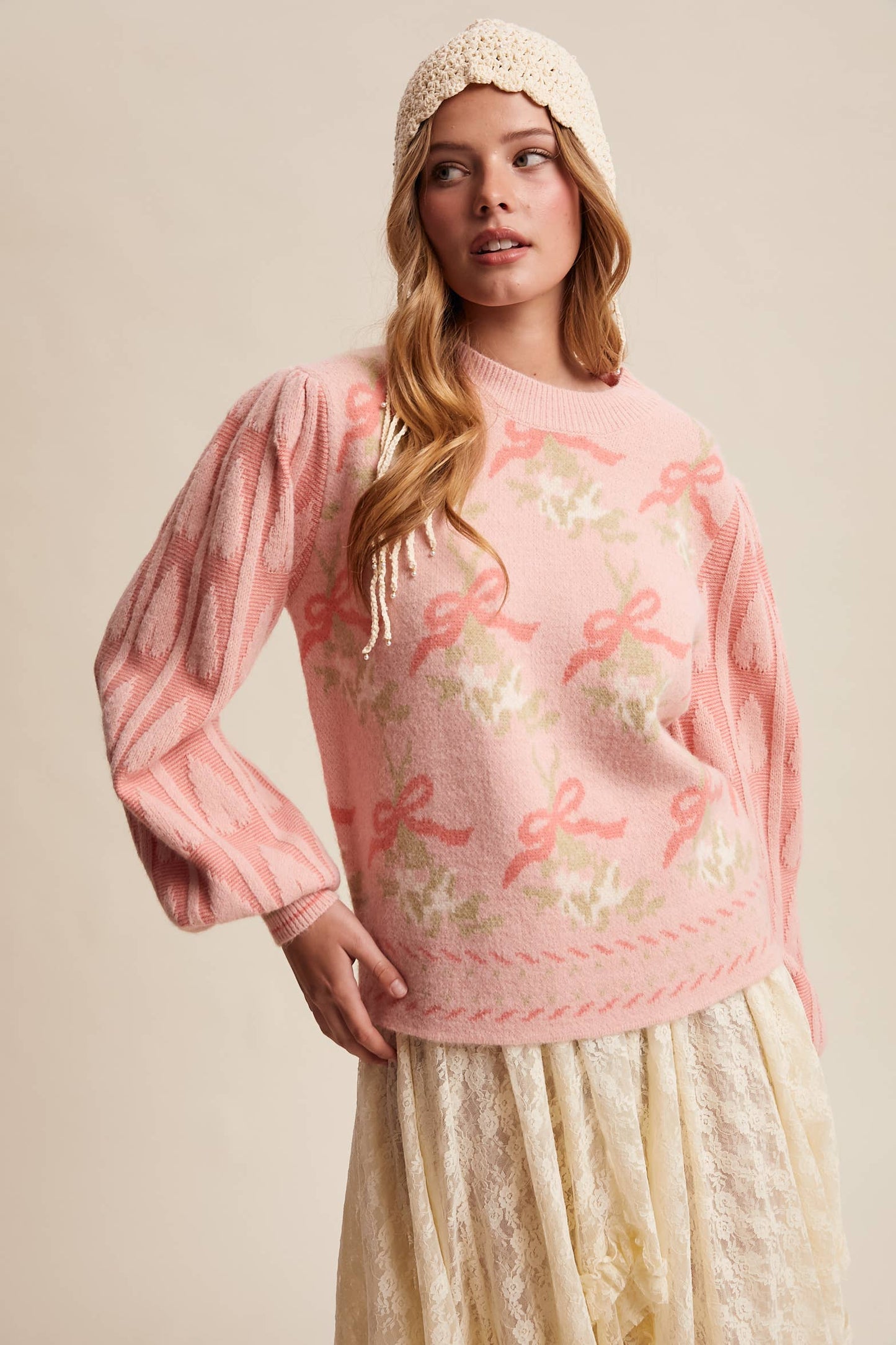 Ribbon Christmas Tree Sleeve Sweater