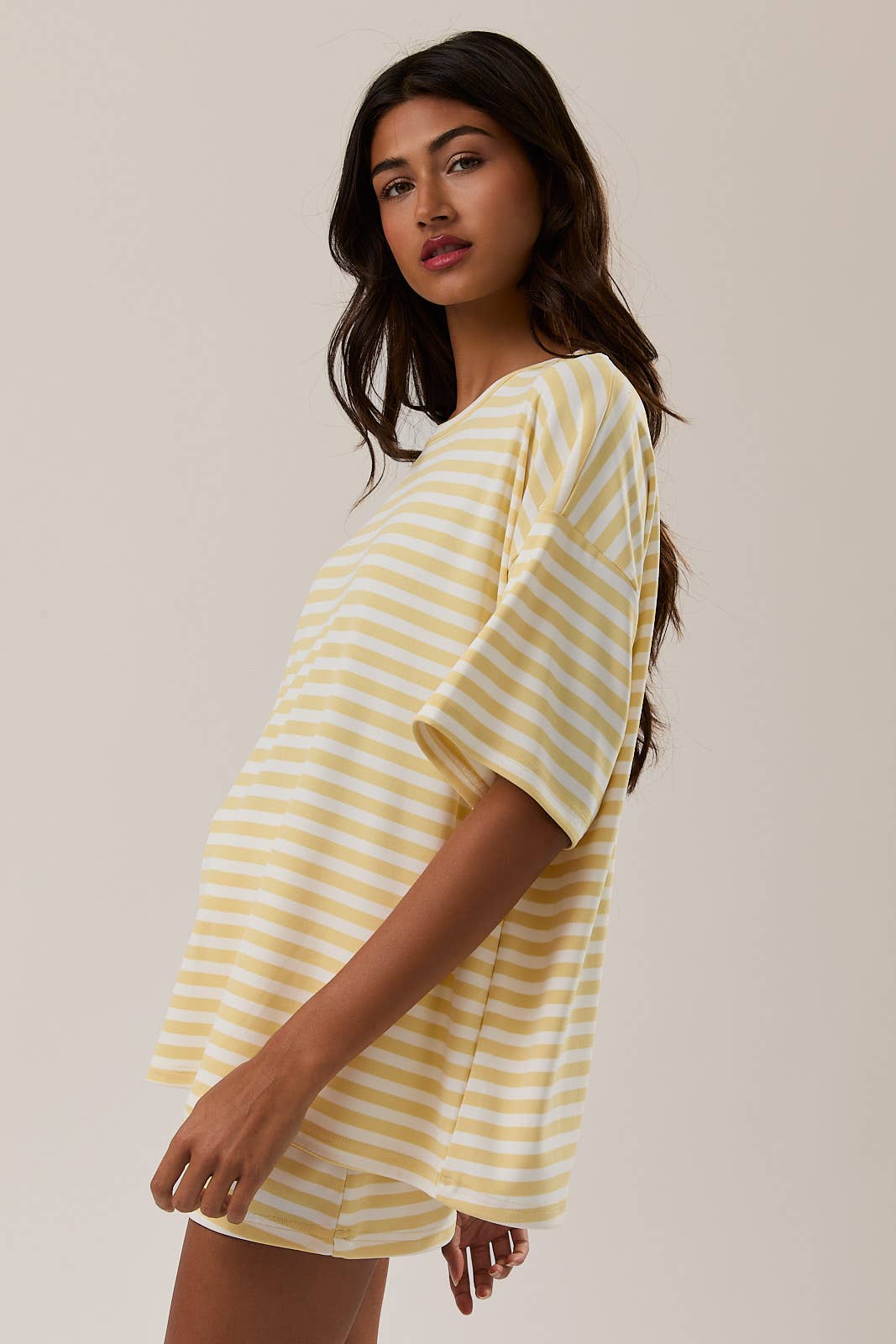 Yellow Striped Crew Top