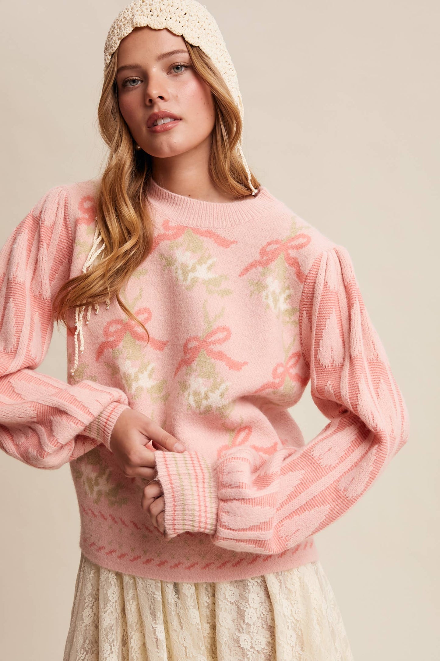 Ribbon Christmas Tree Sleeve Sweater