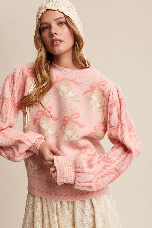 Ribbon Christmas Tree Sleeve Sweater