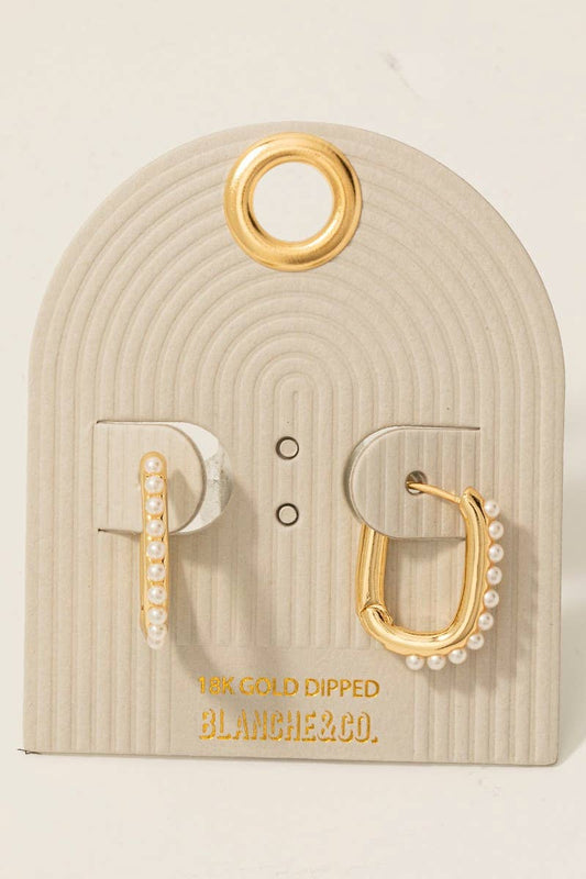 Gold Dipped Pearl Studded Hoop Earrings