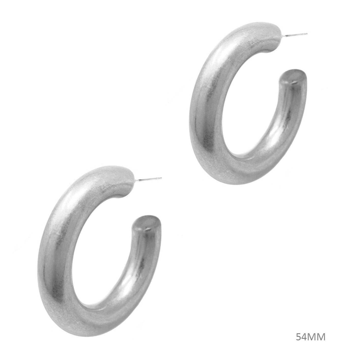 Round And Smooth Large Hoop Earrings - Silver