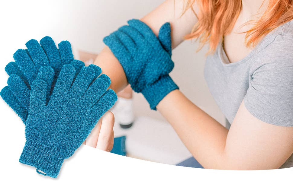 Exfoliating Shower Gloves - (Pack of 4 Gloves)