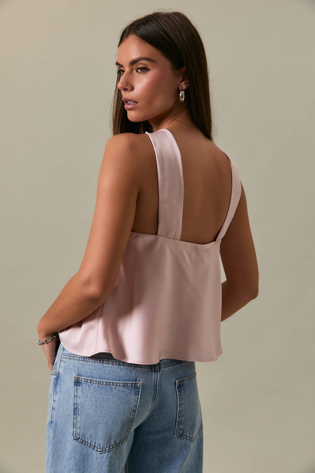 Strapless Satin Neck Scarf Top