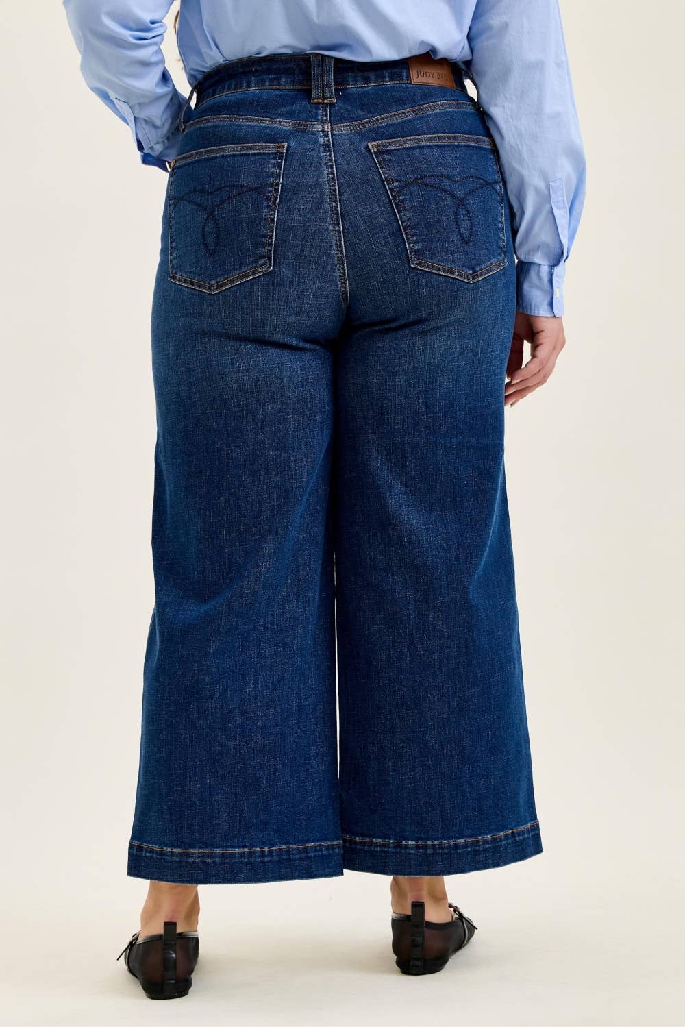 CURVY Deep Indigo Cropped Wide Leg Denim | Judy Blue