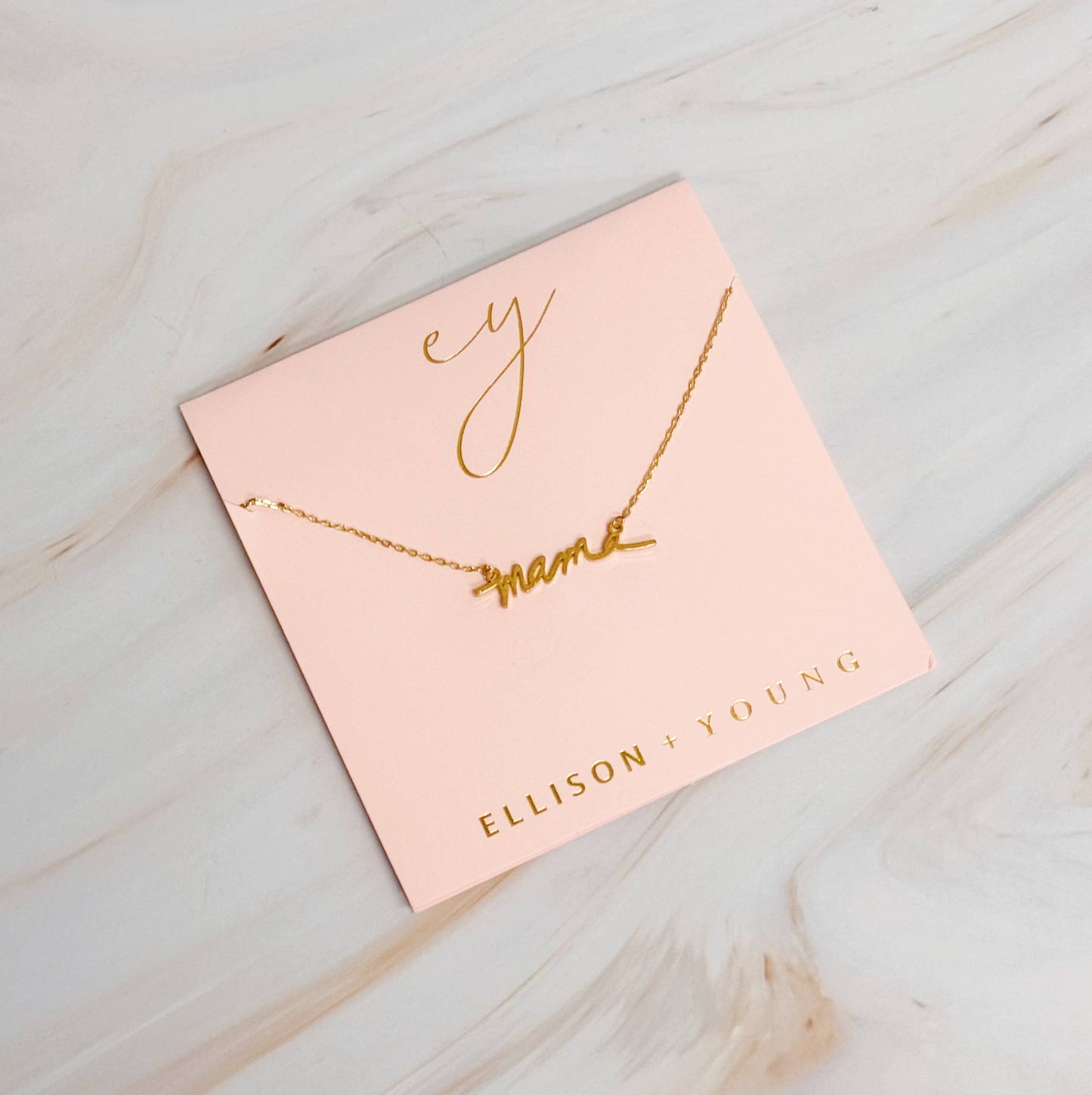 Mama Script Necklace - Gold