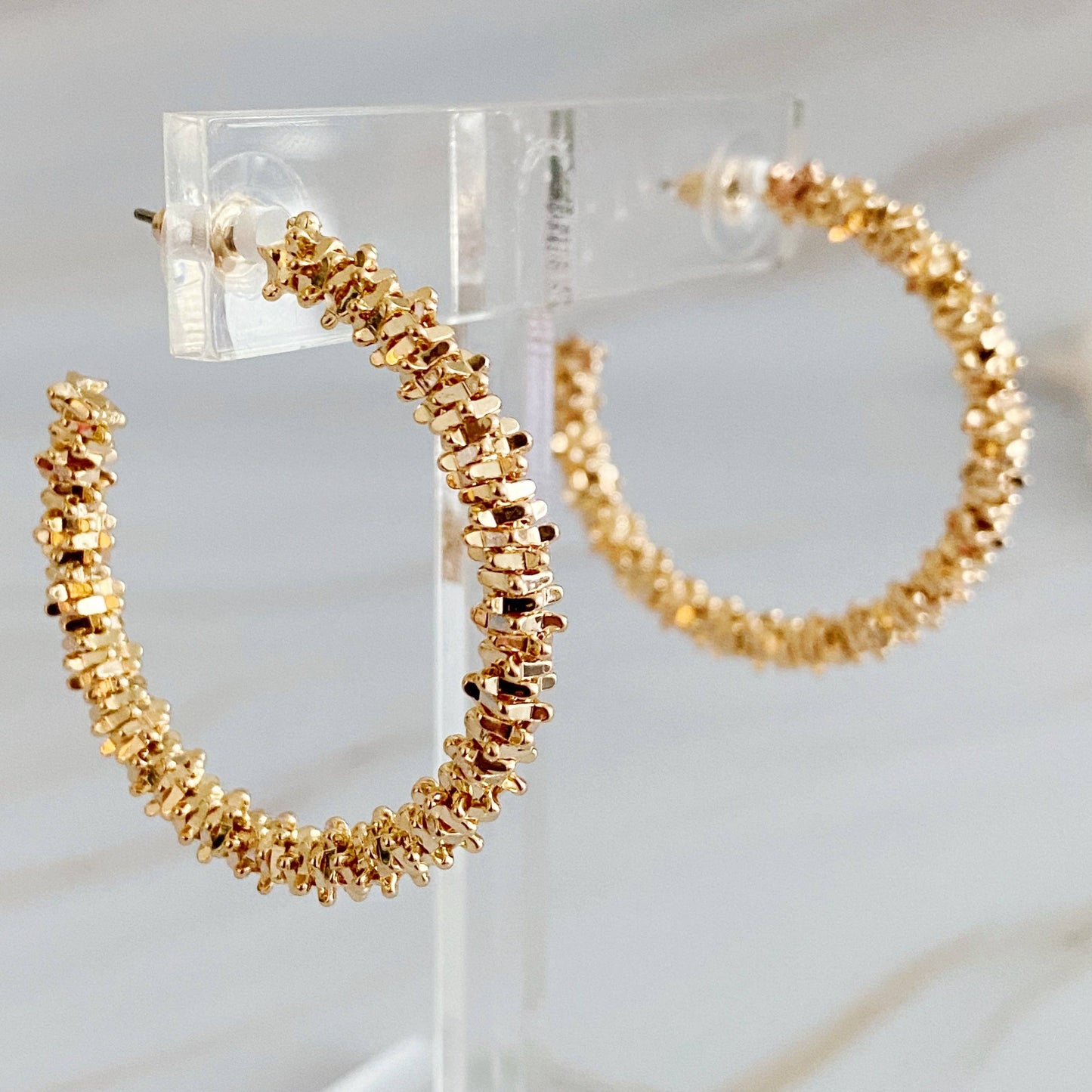 Golden Pebbles Hoop Earrings - Gold