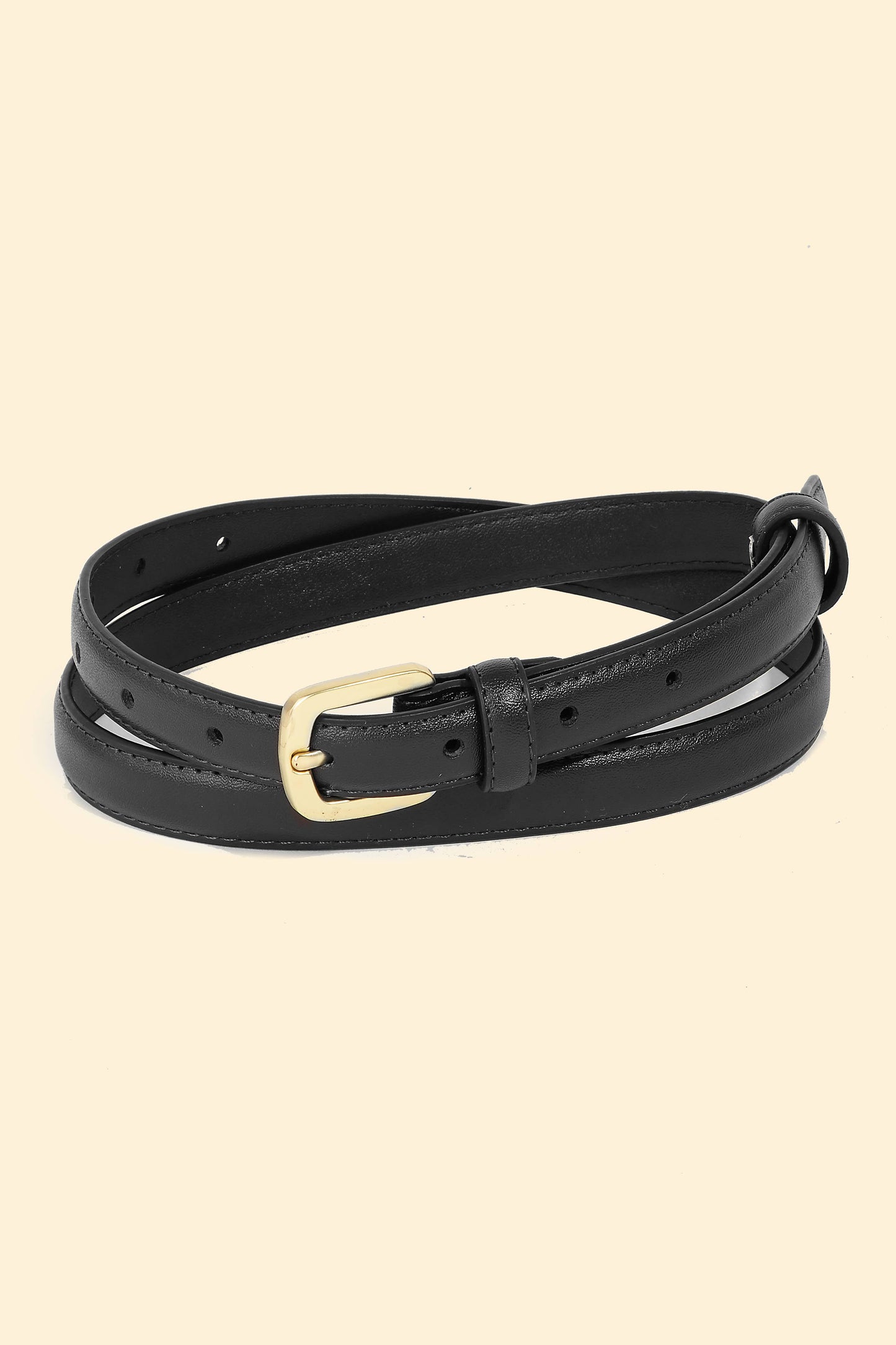 Black Thin Leather Belt