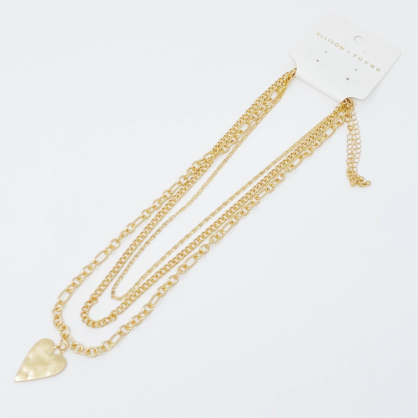 Heart Charm Layered Chain Necklace Set