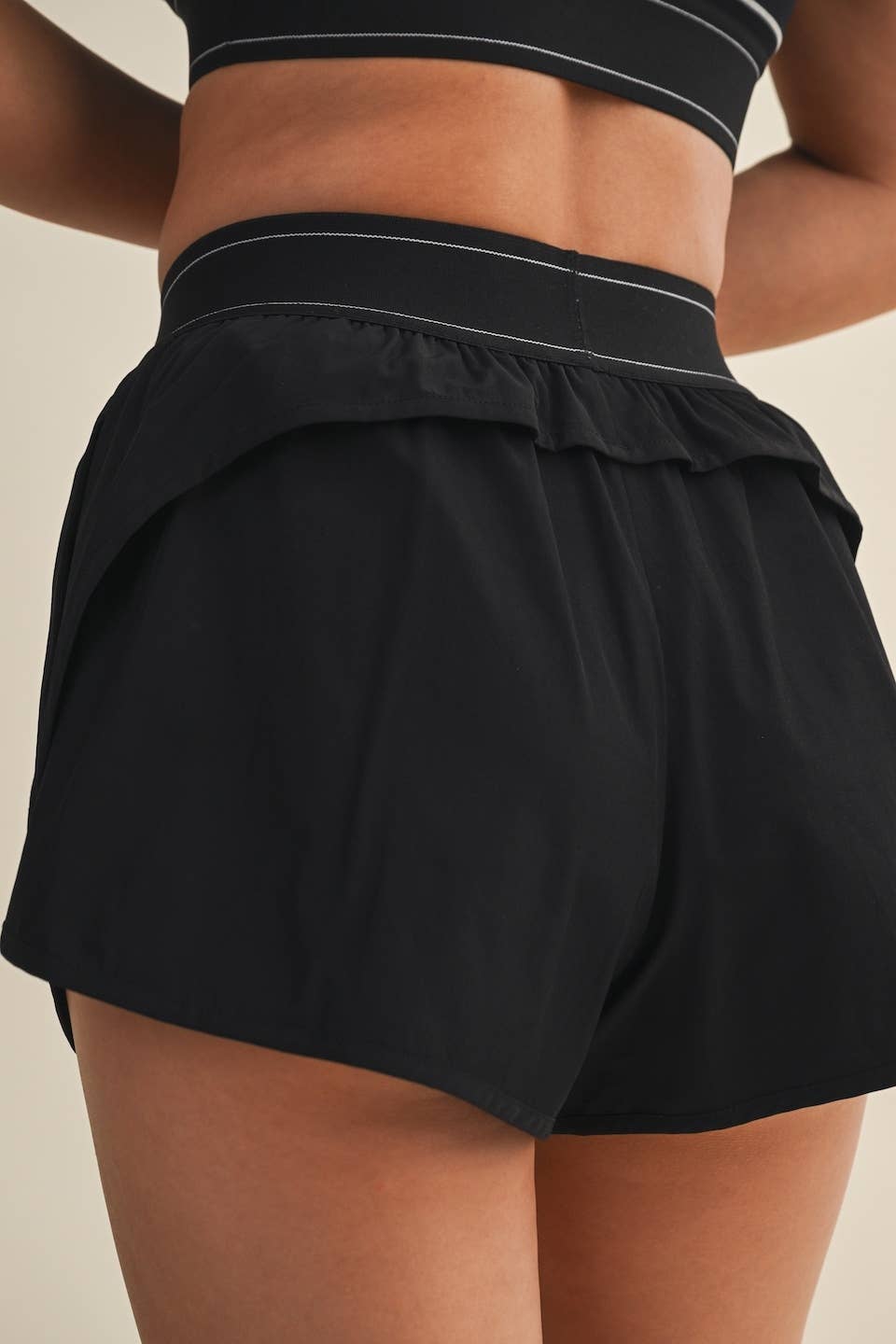 Black Lightweight Shorts with Elastic Waistband