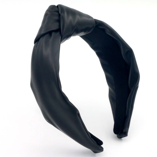Lena Luxe Leather Headband - Black