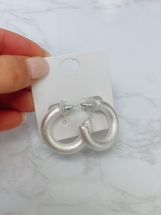 Textured Mini Hoops - Silver